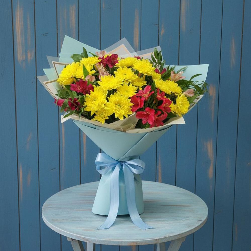 Букет цветов из: Альстромерии и Хризантемы в Гаджиево