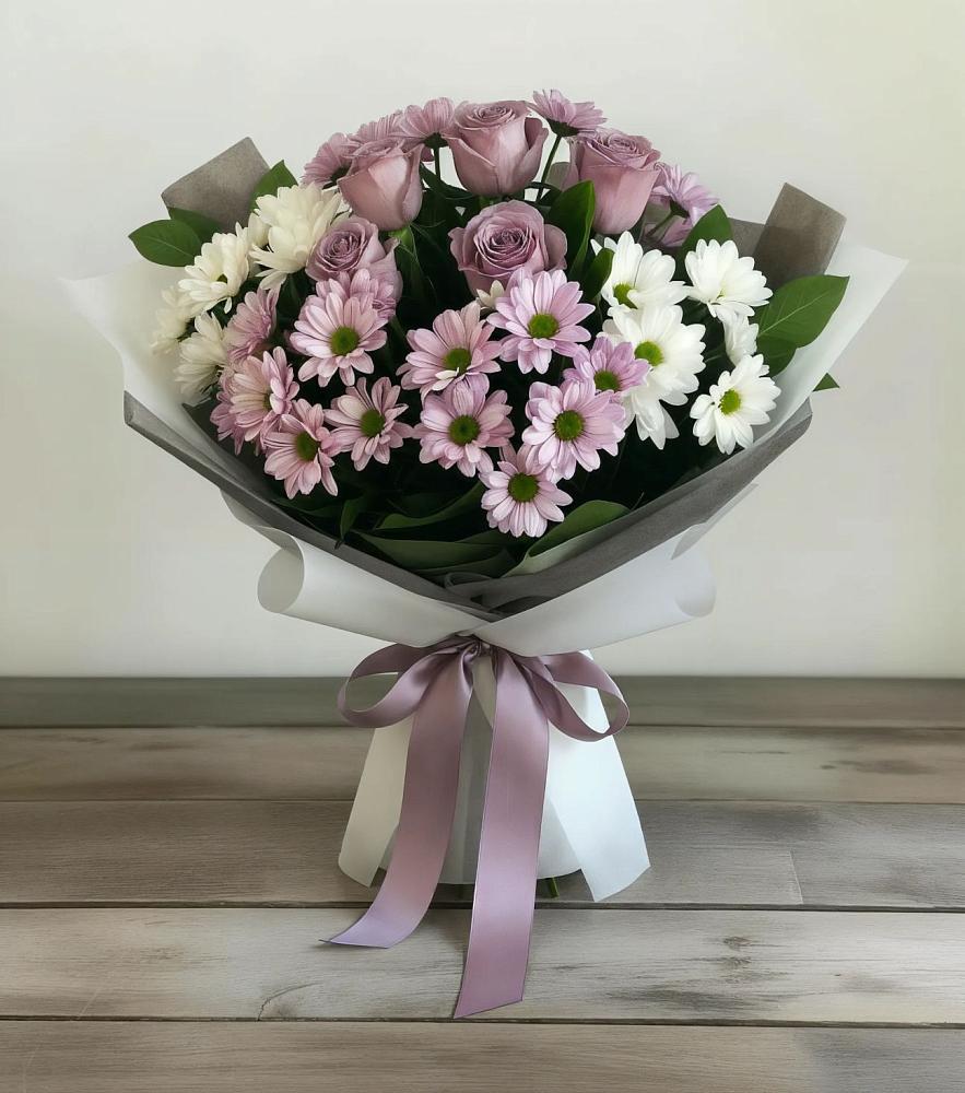 Букет цветов из: Хризантемы и Розы в Гаджиево