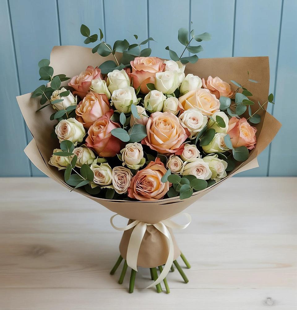 Букет цветов из: Альстромерии и Розы в Гаджиево