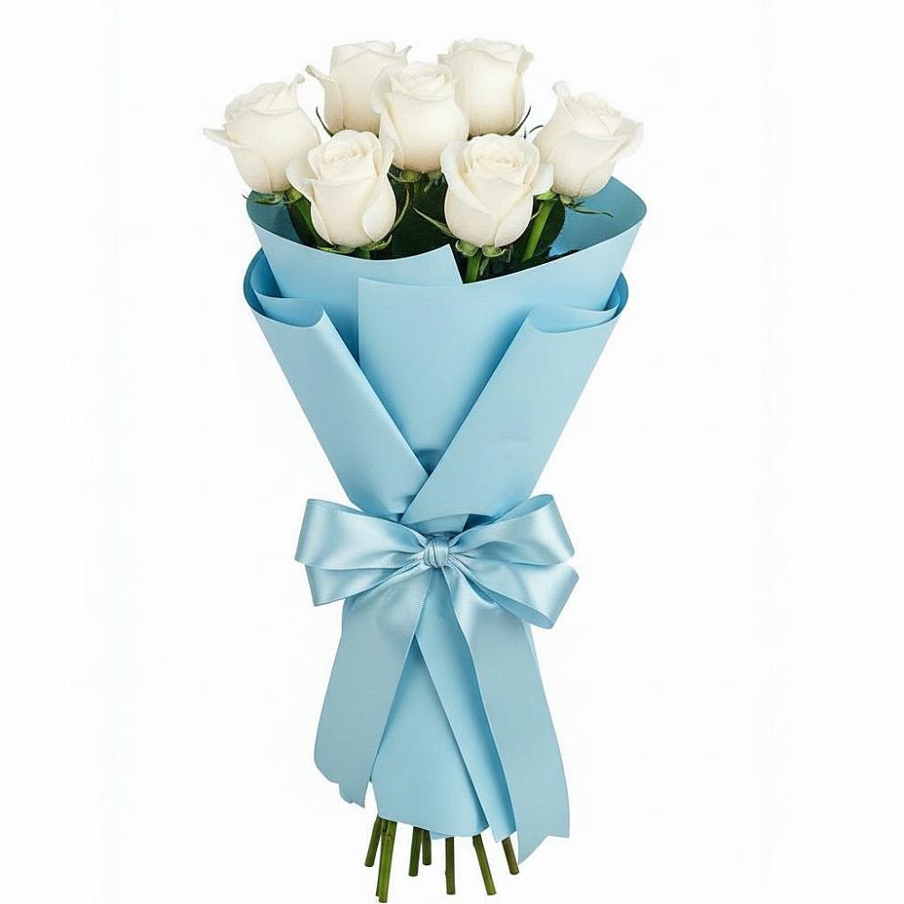 Букет 7 белых роз Проуд в Гаджиево