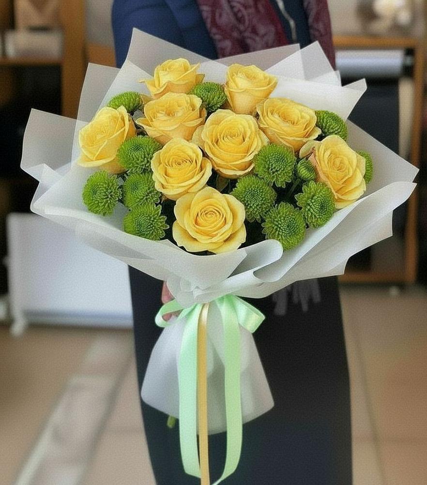 Букет цветов из: Хризантемы и Розы в Гаджиево