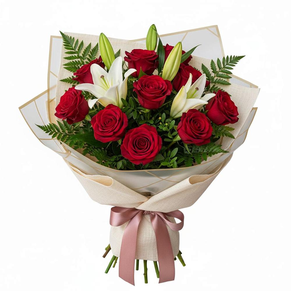 Букет цветов из: Лилии и Розы в Гаджиево