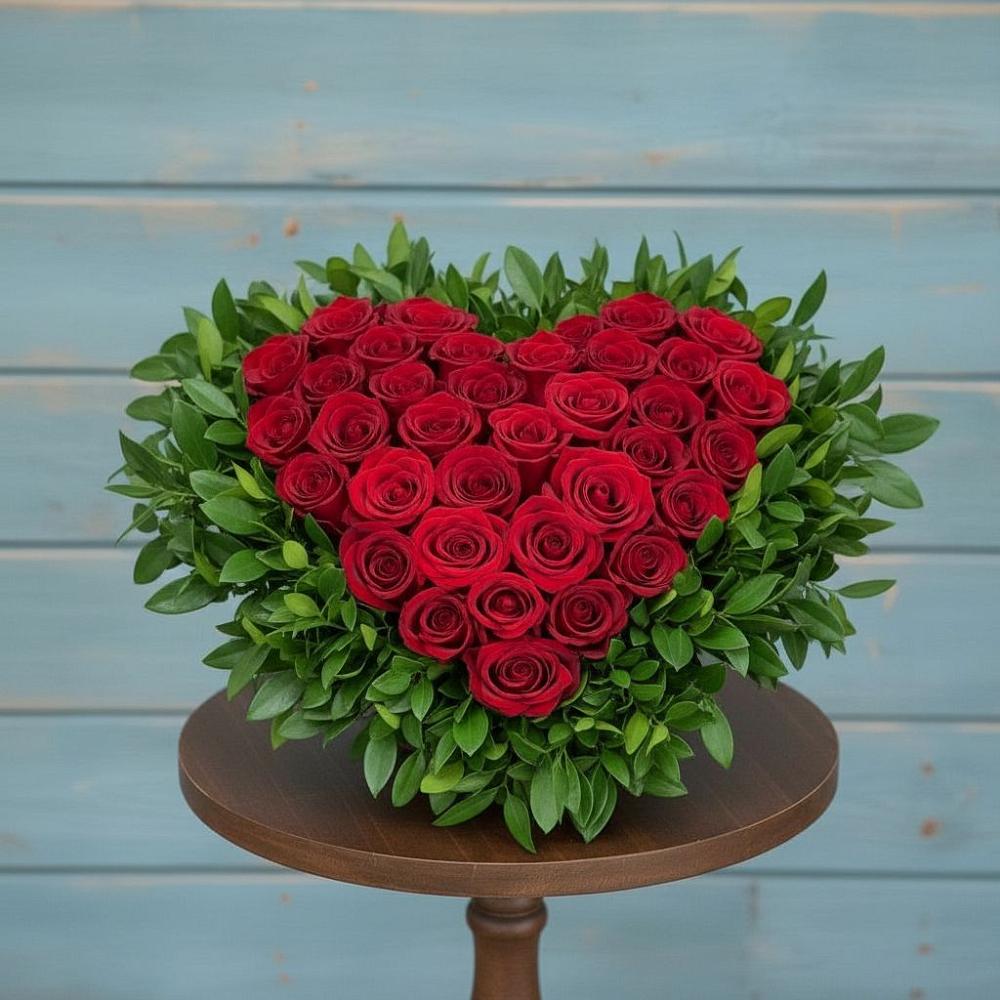 Цветочная композиция из Розы в виде сердца в Гаджиево