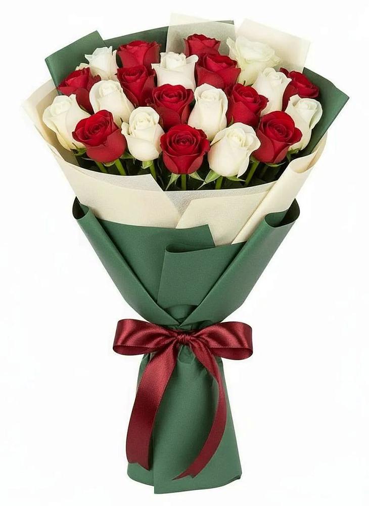 Букет Микс из красных и белых роз в Гаджиево