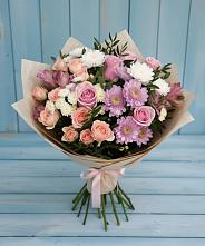 Букет цветов из:  Хризантемы, Розы и Альстромерии в Гаджиево