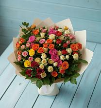 Букет Микс из разноцветных кустовых роз #REPLACE_PRED# Гаджиево